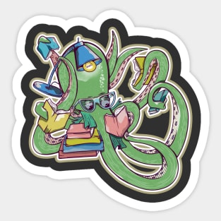 Octopus reading books Sticker